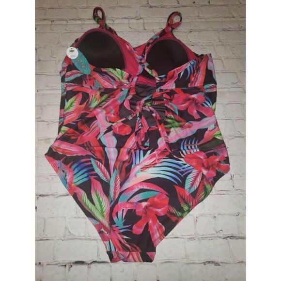 NWT Mynah Women's Plus 22W Tropical Medium Coverage X-Back One Piece Swim Suit - Picture 5 of 5